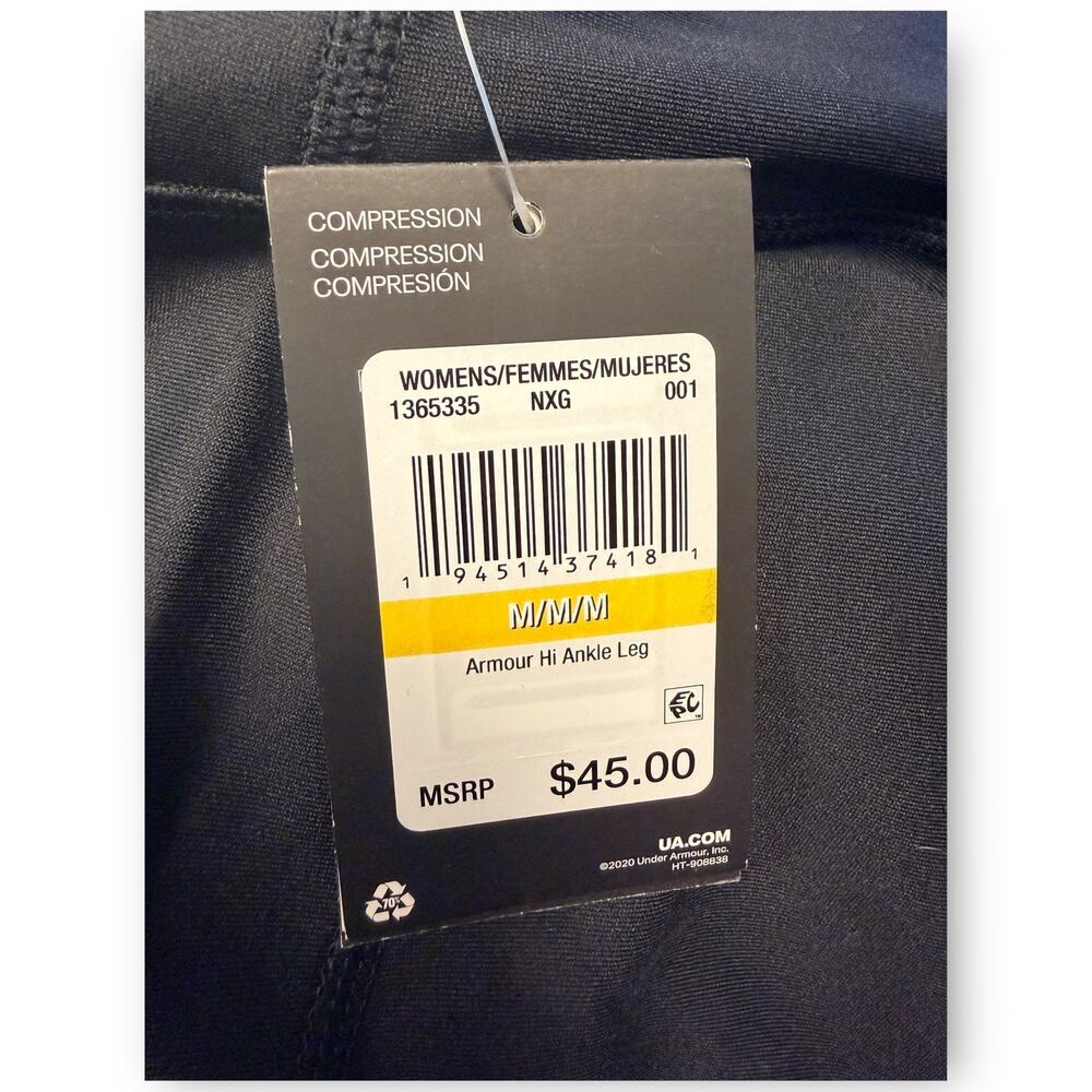 NWT Under Armour HeatGear Armour Ankle Leggings | Medium | Black - Picture 2 of 4